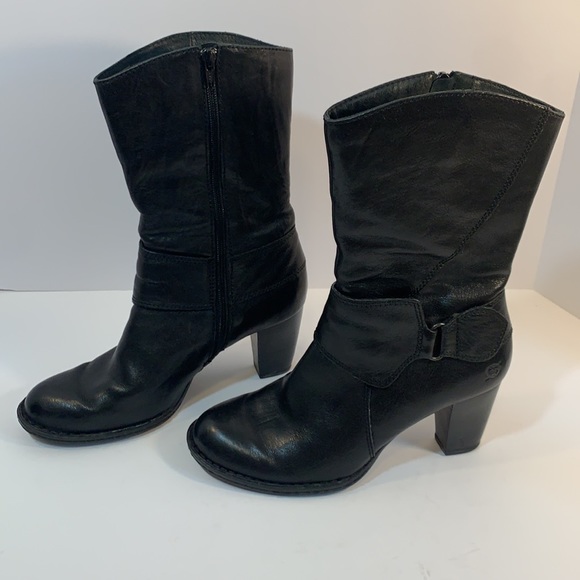 Born mid height leather heeled boots size 9 1/2 - Picture 5 of 9